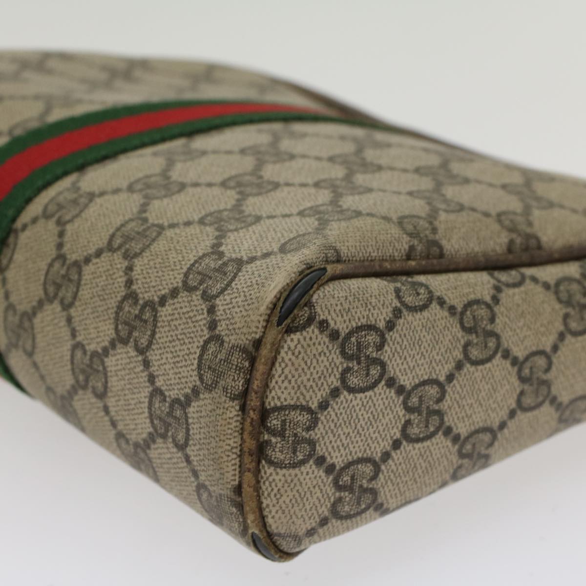 GUCCI GG Canvas Web Sherry Line Clutch Bag Beige Red 27•004•998 th3783
