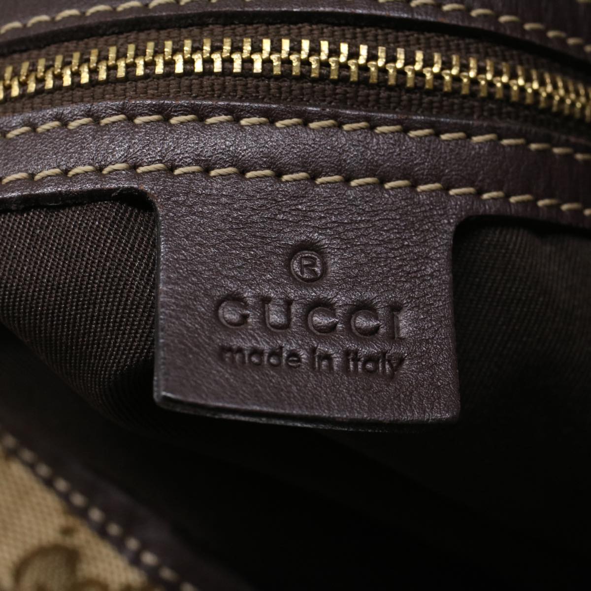 GUCCI GG Canvas Shoulder Bag Leather Beige 137621 th3811
