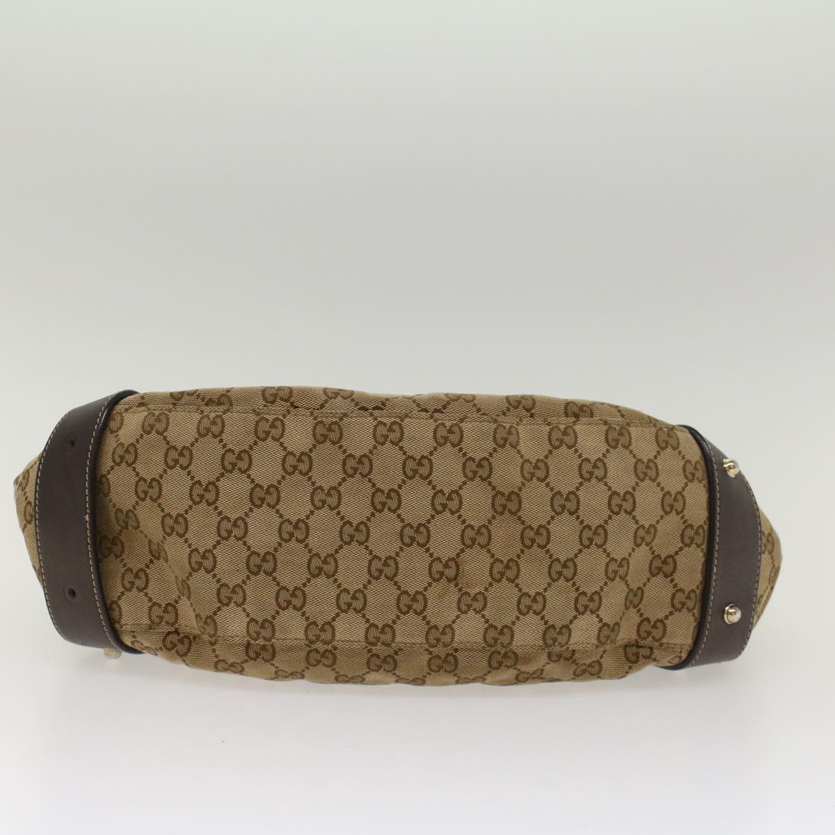 GUCCI GG Canvas Shoulder Bag Leather Beige 137621 th3811