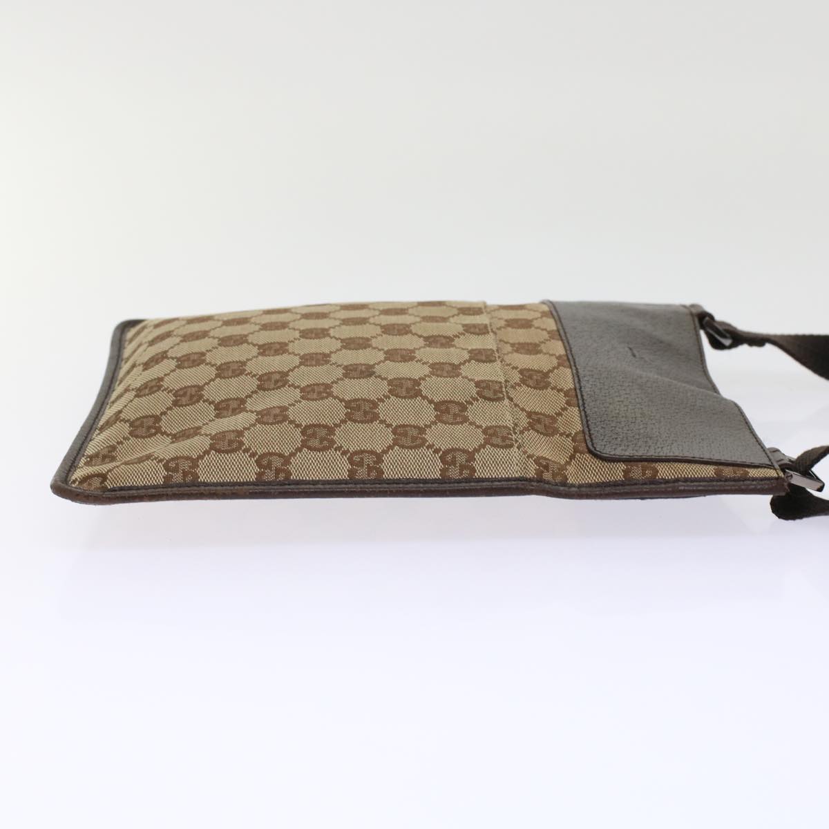 GUCCI GG Canvas Shoulder Bag Leather Beige 27639  th3823