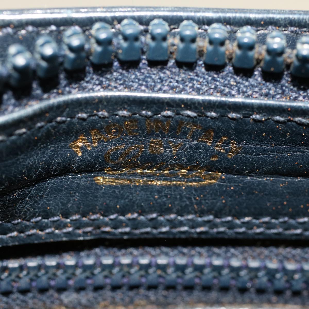 GUCCI Sherry Line Shoulder Bag Leather Navy Red th3837