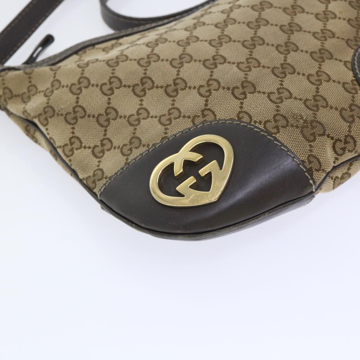 GUCCI GG Canvas Shoulder Bag Beige 257072 th3852