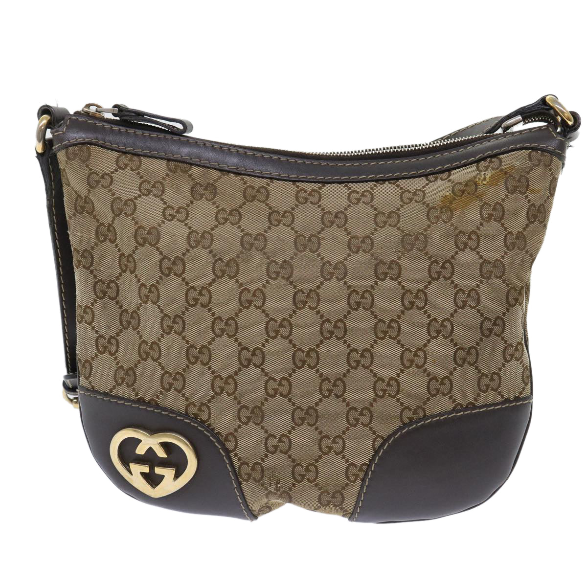 GUCCI GG Canvas Shoulder Bag Beige 257072 th3852