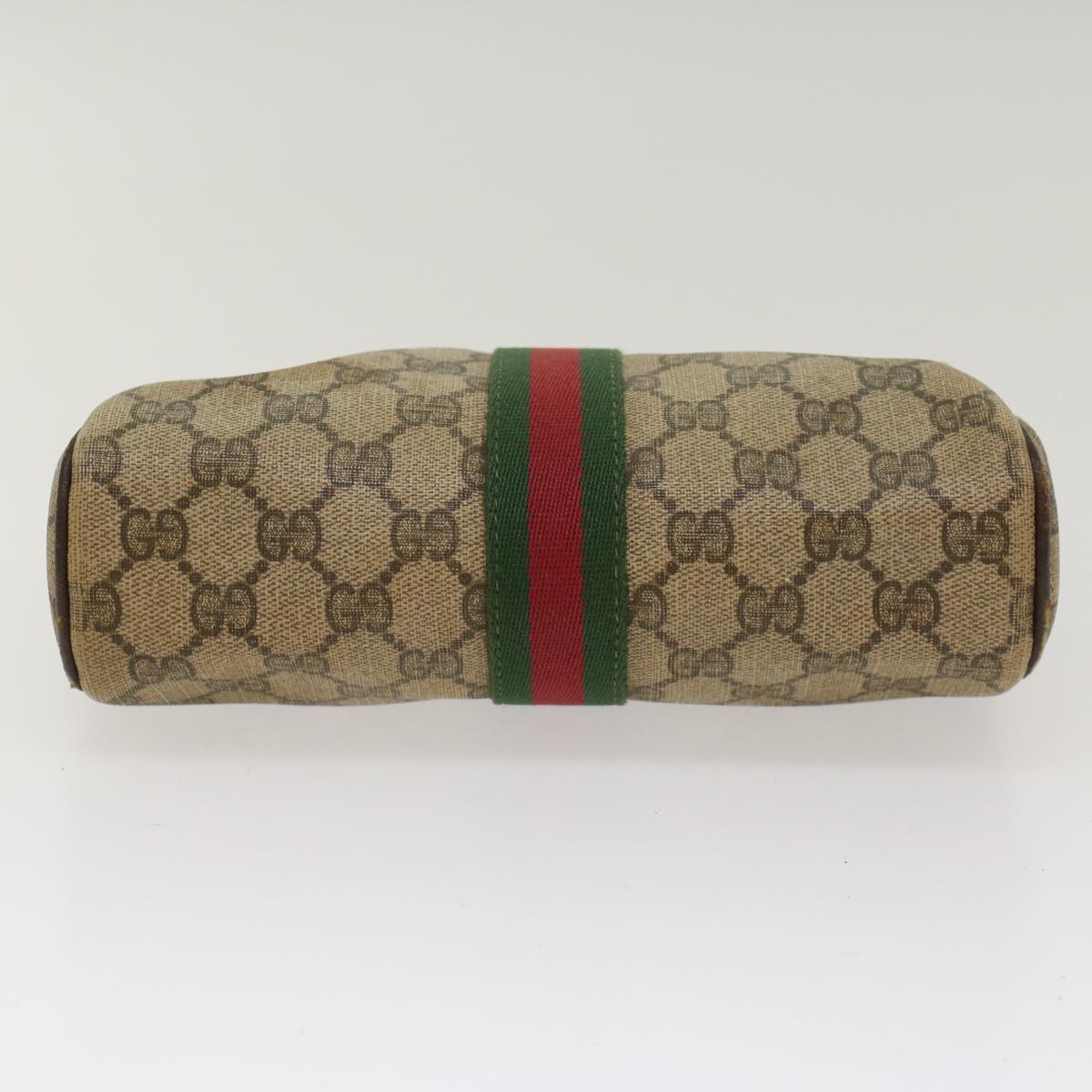 GUCCI GG Canvas Web Sherry Line Clutch Bag Beige Red 56•014•3553 th3861