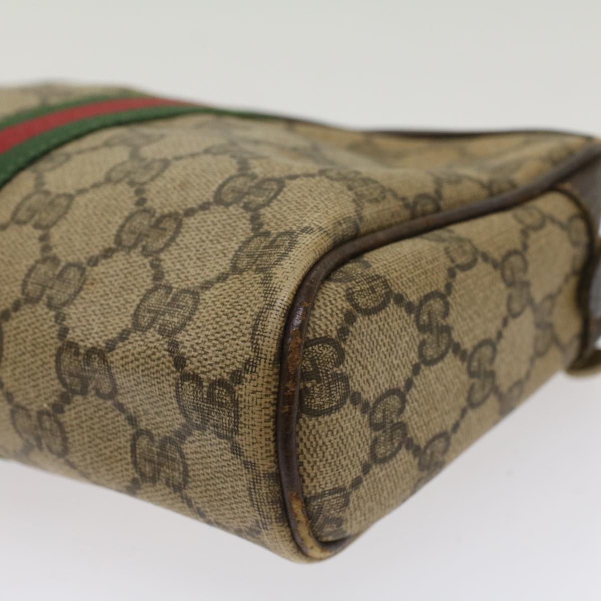 GUCCI GG Canvas Web Sherry Line Clutch Bag Beige Red 56•014•3553 th3861