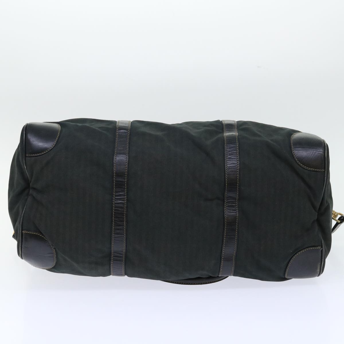 FENDI Pecan Canvas Boston Bag 2way Khaki Black th3890