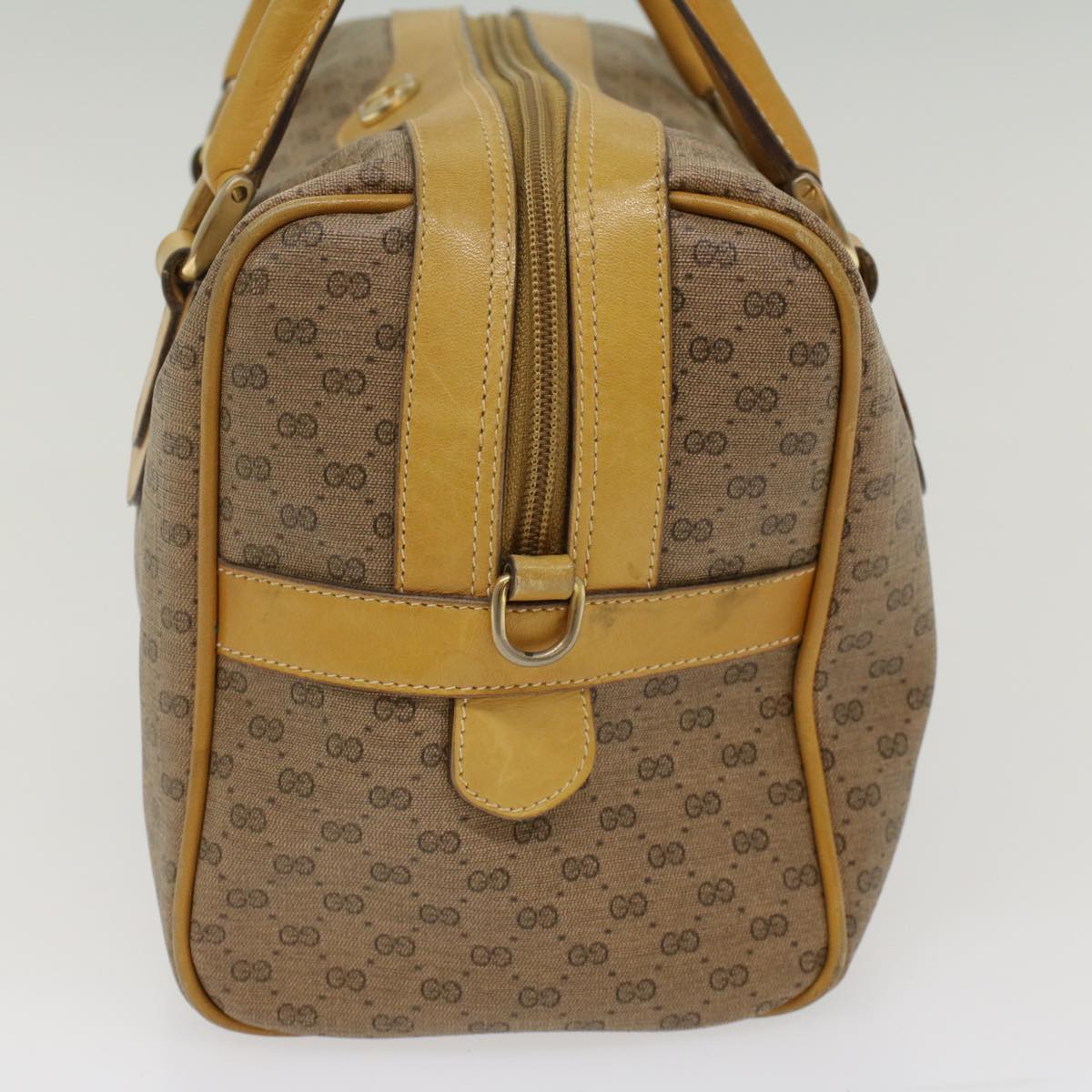 GUCCI Micro GG Canvas Boston Bag PVC Leather Beige th3903