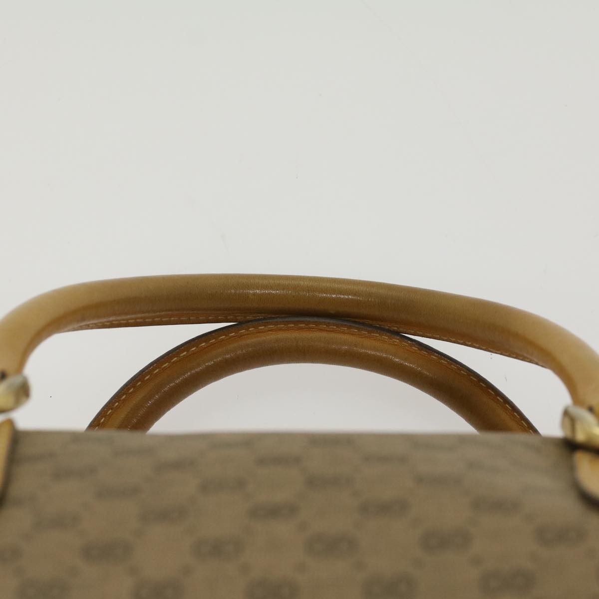 GUCCI Micro GG Canvas Boston Bag PVC Leather Beige th3903