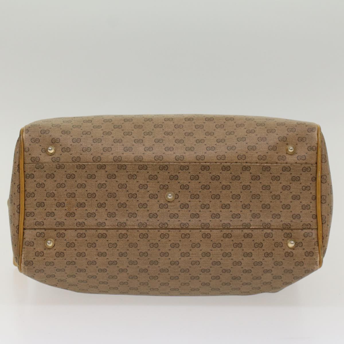 GUCCI Micro GG Canvas Boston Bag PVC Leather Beige th3903