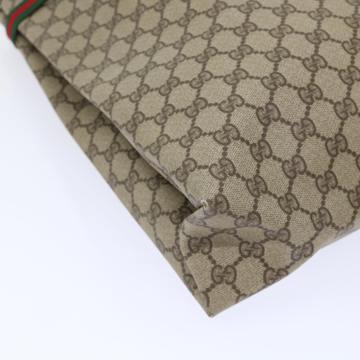 GUCCI GG Canvas Web Sherry Line Tote Bag PVC Leather Beige Red Green th3913