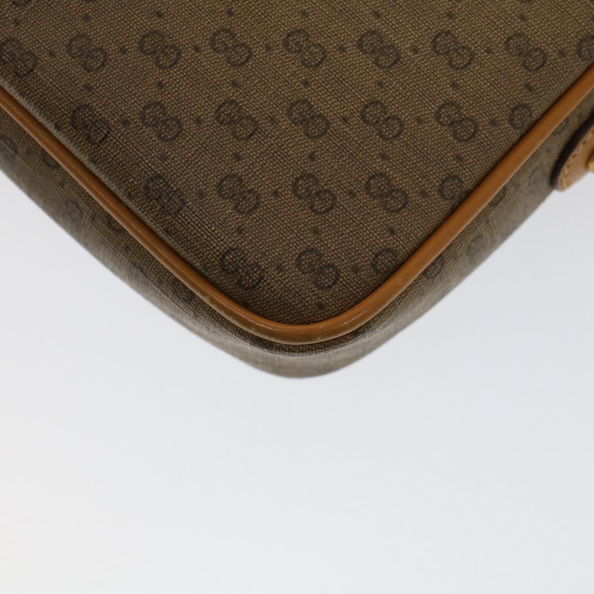 GUCCI Micro GG Canvas Shoulder Bag PVC Leather Beige th3930