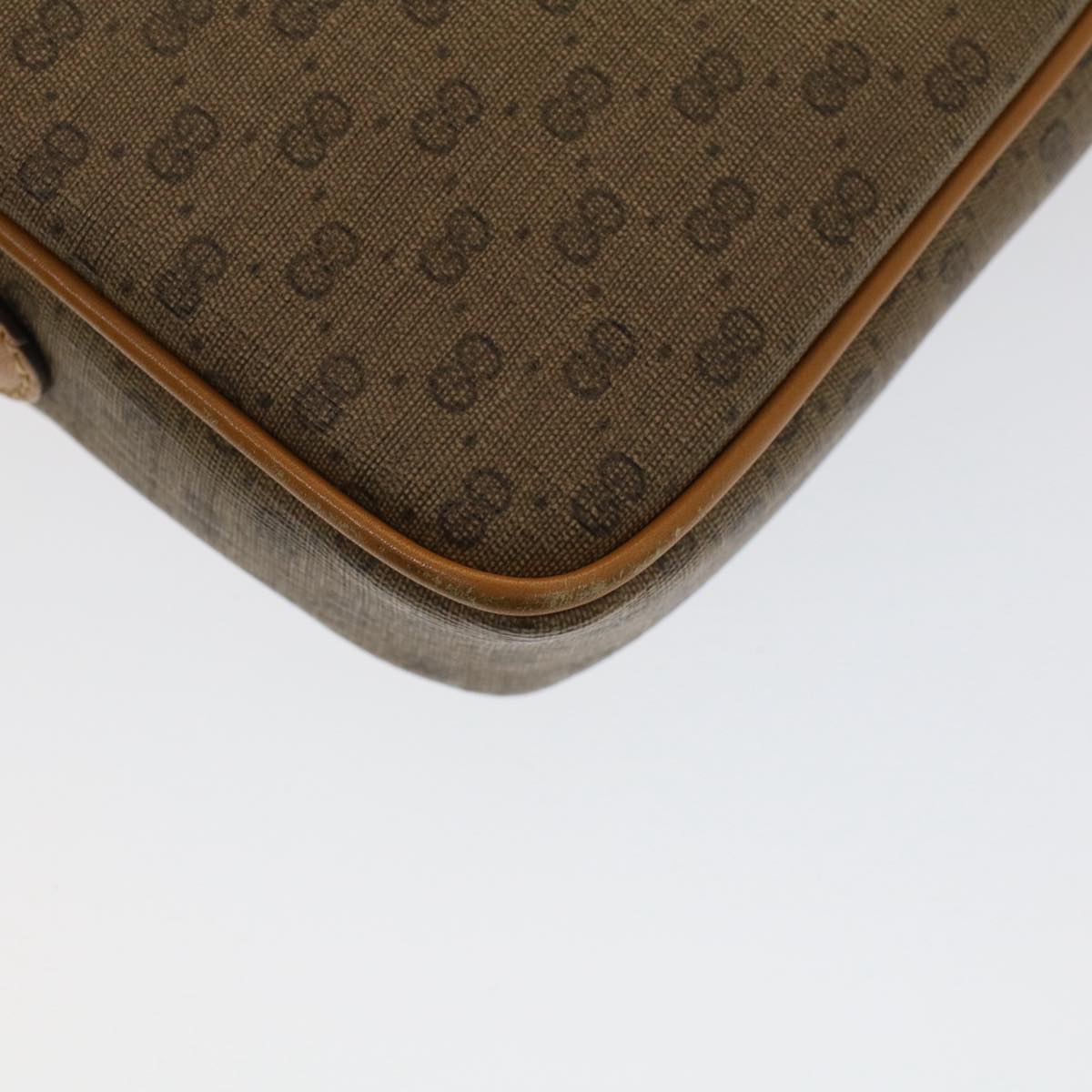 GUCCI Micro GG Canvas Shoulder Bag PVC Leather Beige th3930