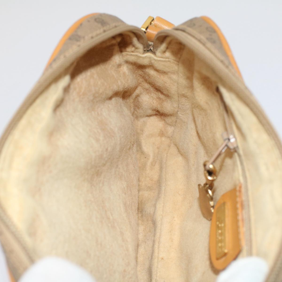 GUCCI Micro GG Canvas Shoulder Bag PVC Leather Beige th3930
