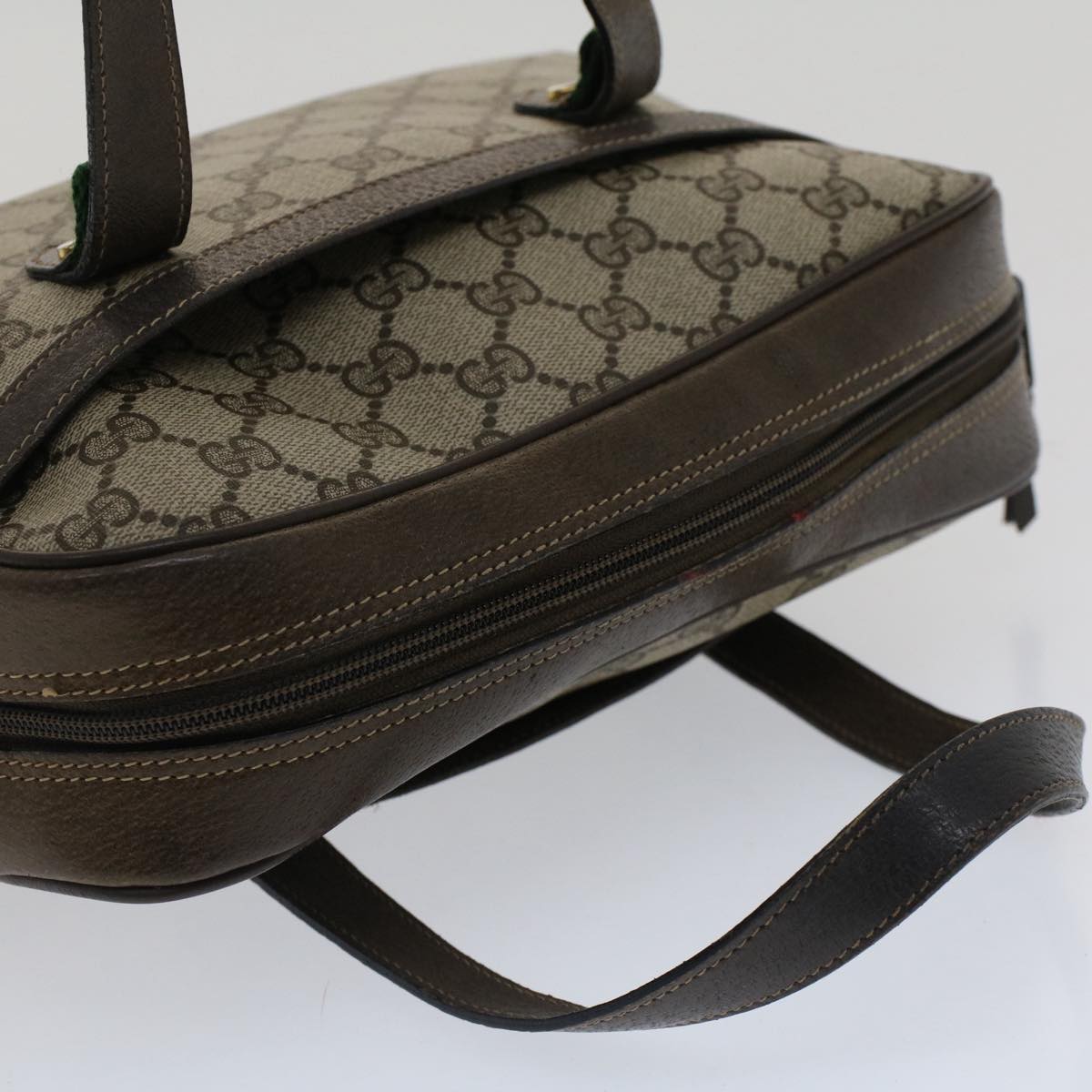 GUCCI GG Canvas Web Sherry Line Hand Bag Beige Red Green 39.02.053 th3932