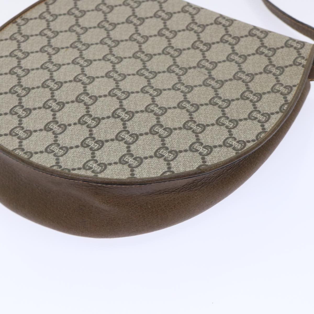 GUCCI GG Plus Canvas Shoulder Bag PVC Leather Beige th3956