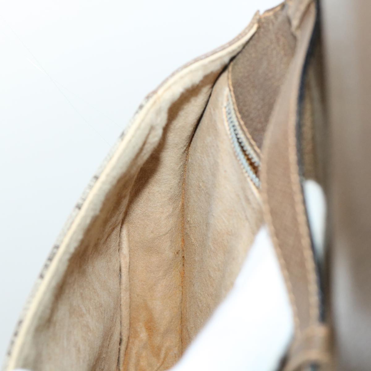 GUCCI GG Plus Canvas Shoulder Bag PVC Leather Beige th3956