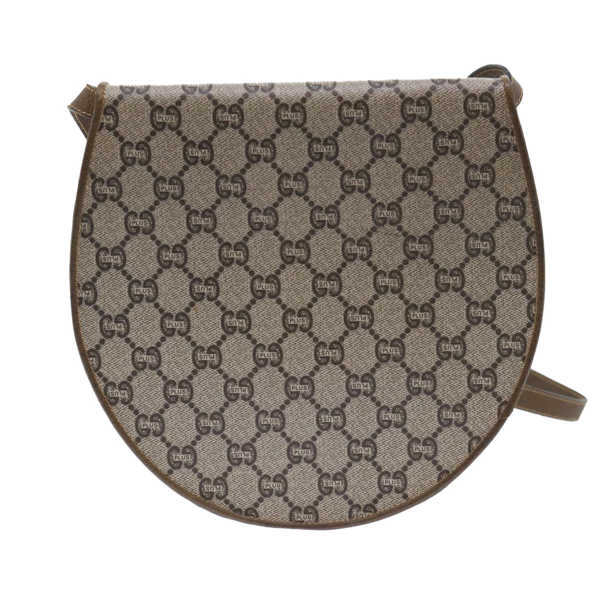 GUCCI GG Plus Canvas Shoulder Bag PVC Leather Beige th3956