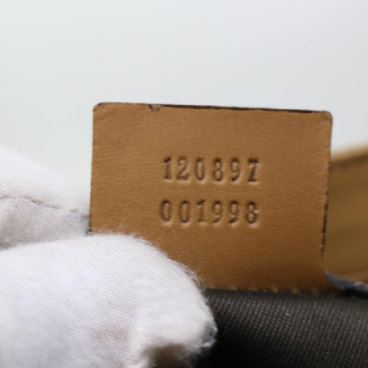 GUCCI GG Canvas Hand Bag Suede Beige 120897 th3960