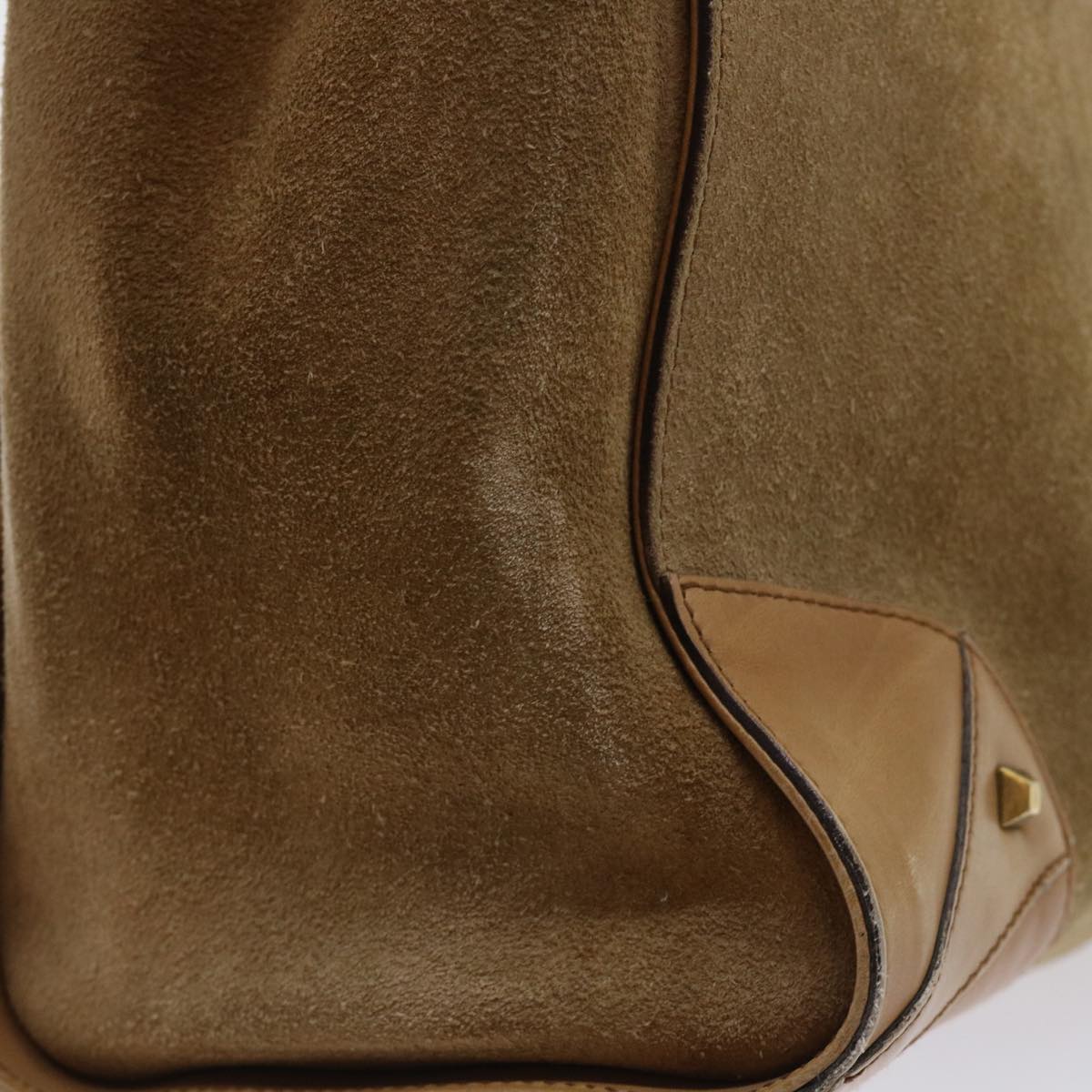 GUCCI GG Canvas Hand Bag Suede Beige 120897 th3960