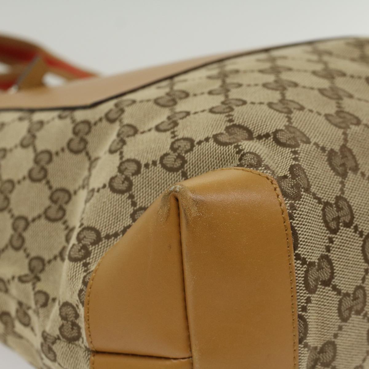 GUCCI GG Canvas Sherry Line Tote Bag Beige Red Brown 019.0401 th3976