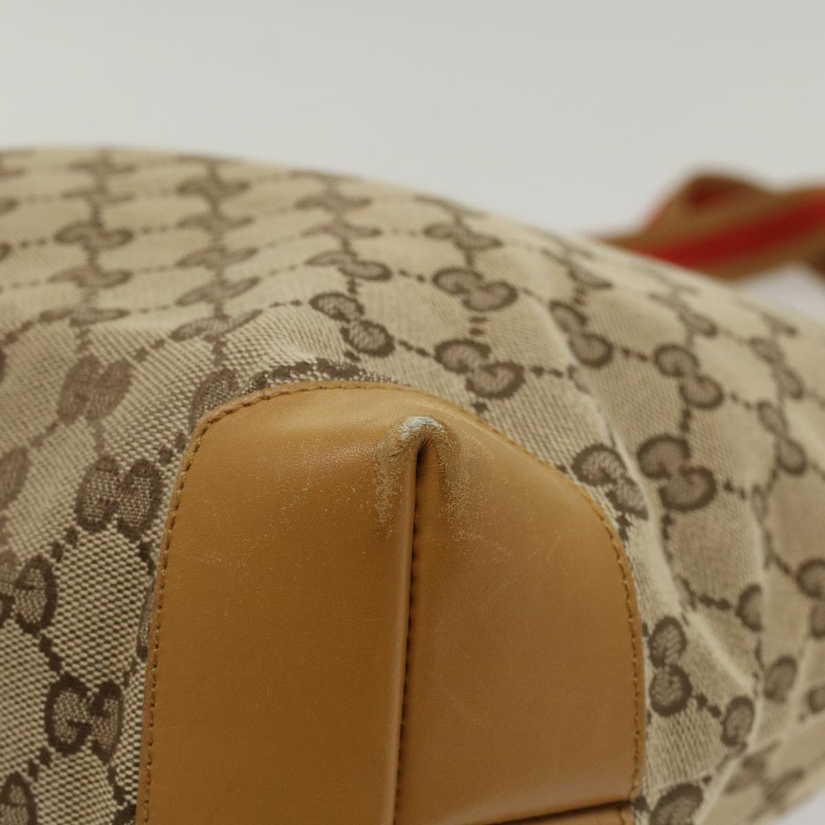 GUCCI GG Canvas Sherry Line Tote Bag Beige Red Brown 019.0401 th3976