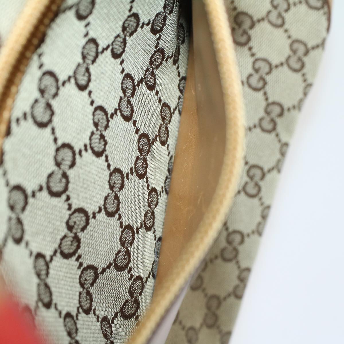 GUCCI GG Canvas Sherry Line Tote Bag Beige Red Brown 019.0401 th3976