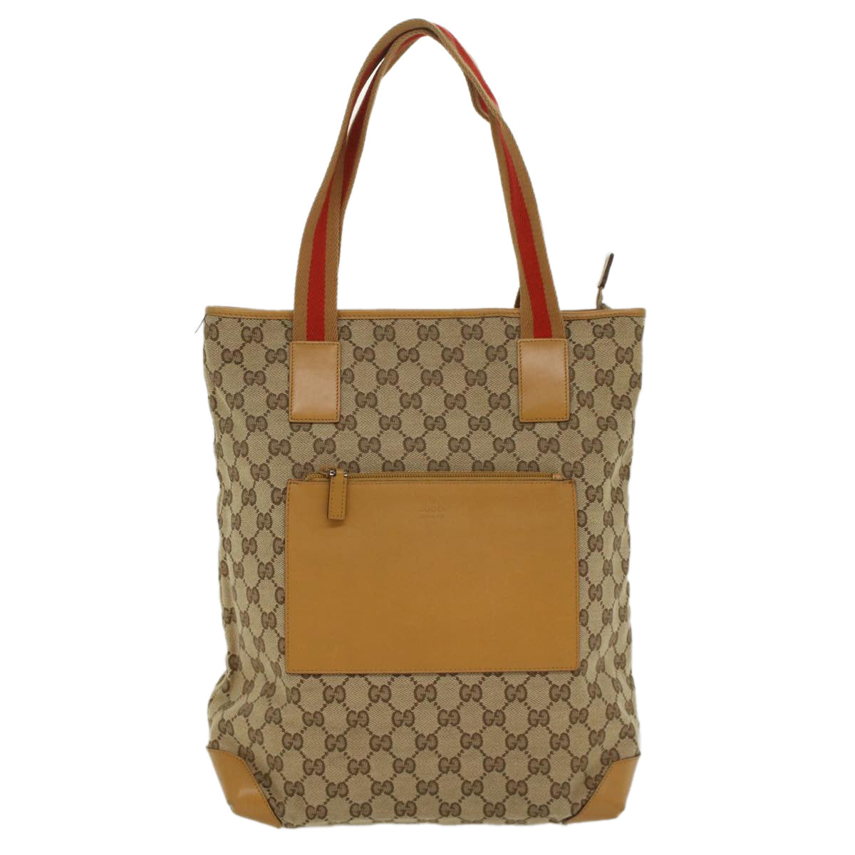 GUCCI GG Canvas Sherry Line Tote Bag Beige Red Brown 019.0401 th3976