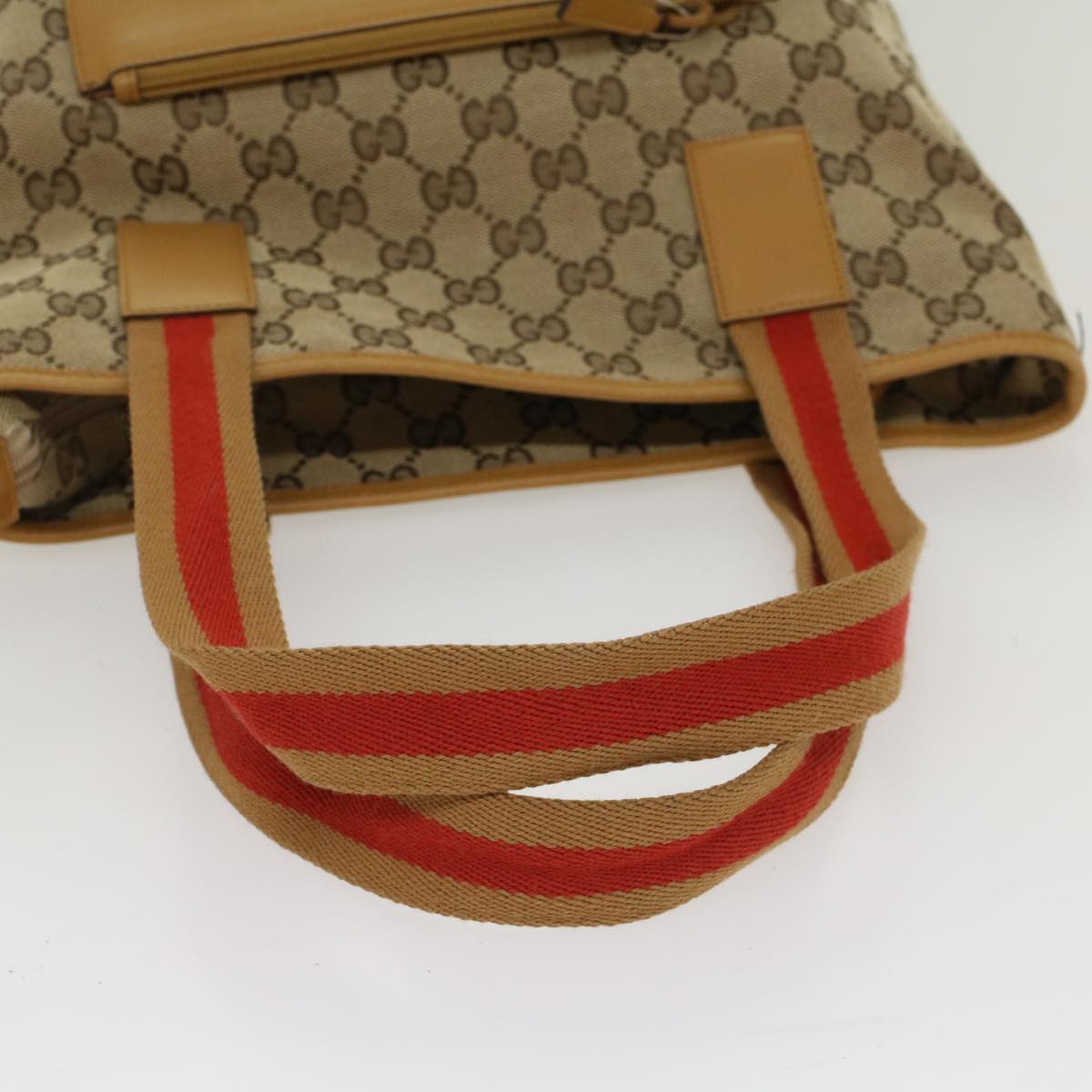 GUCCI GG Canvas Sherry Line Tote Bag Beige Red Brown 019.0401 th3976
