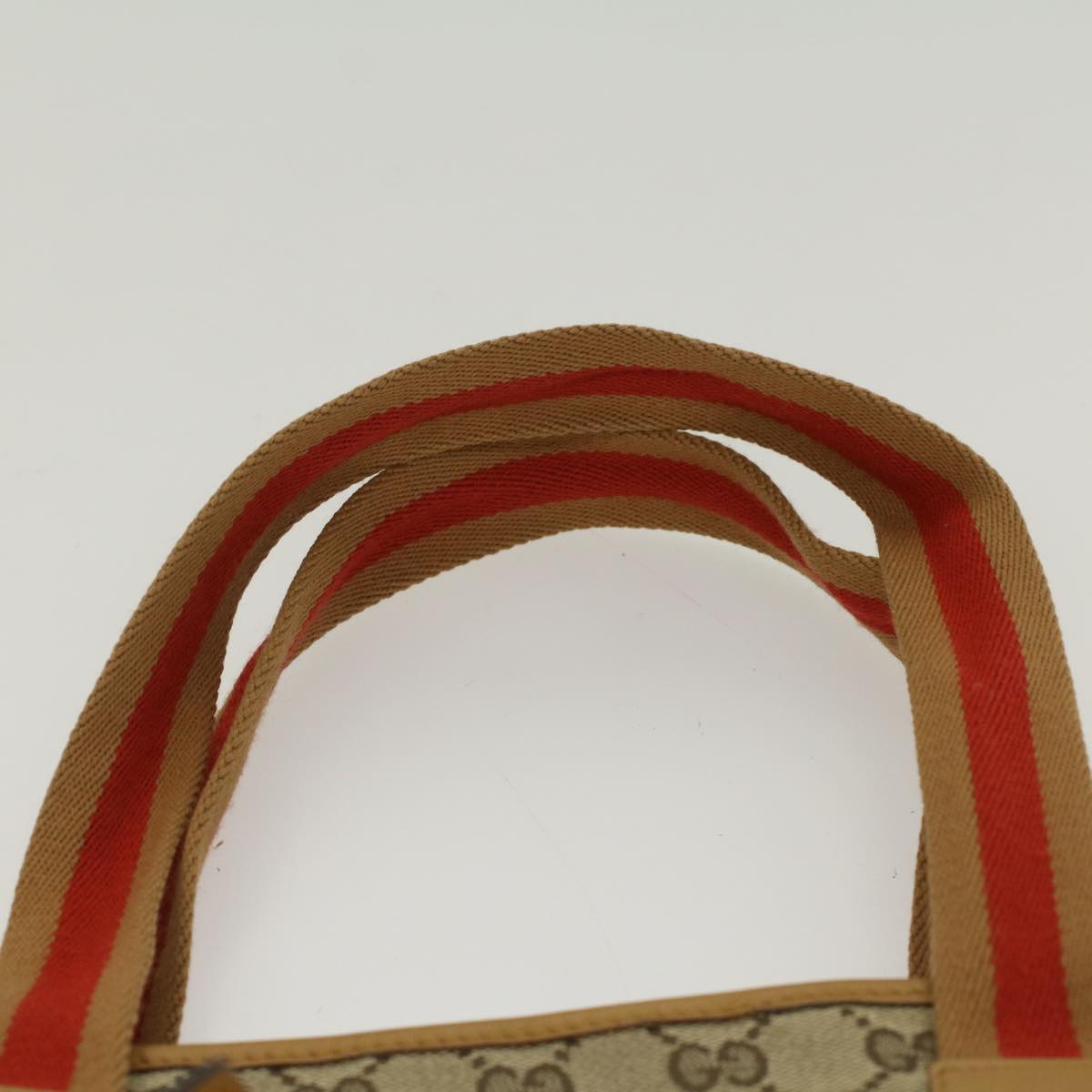 GUCCI GG Canvas Sherry Line Tote Bag Beige Red Brown 019.0401 th3976