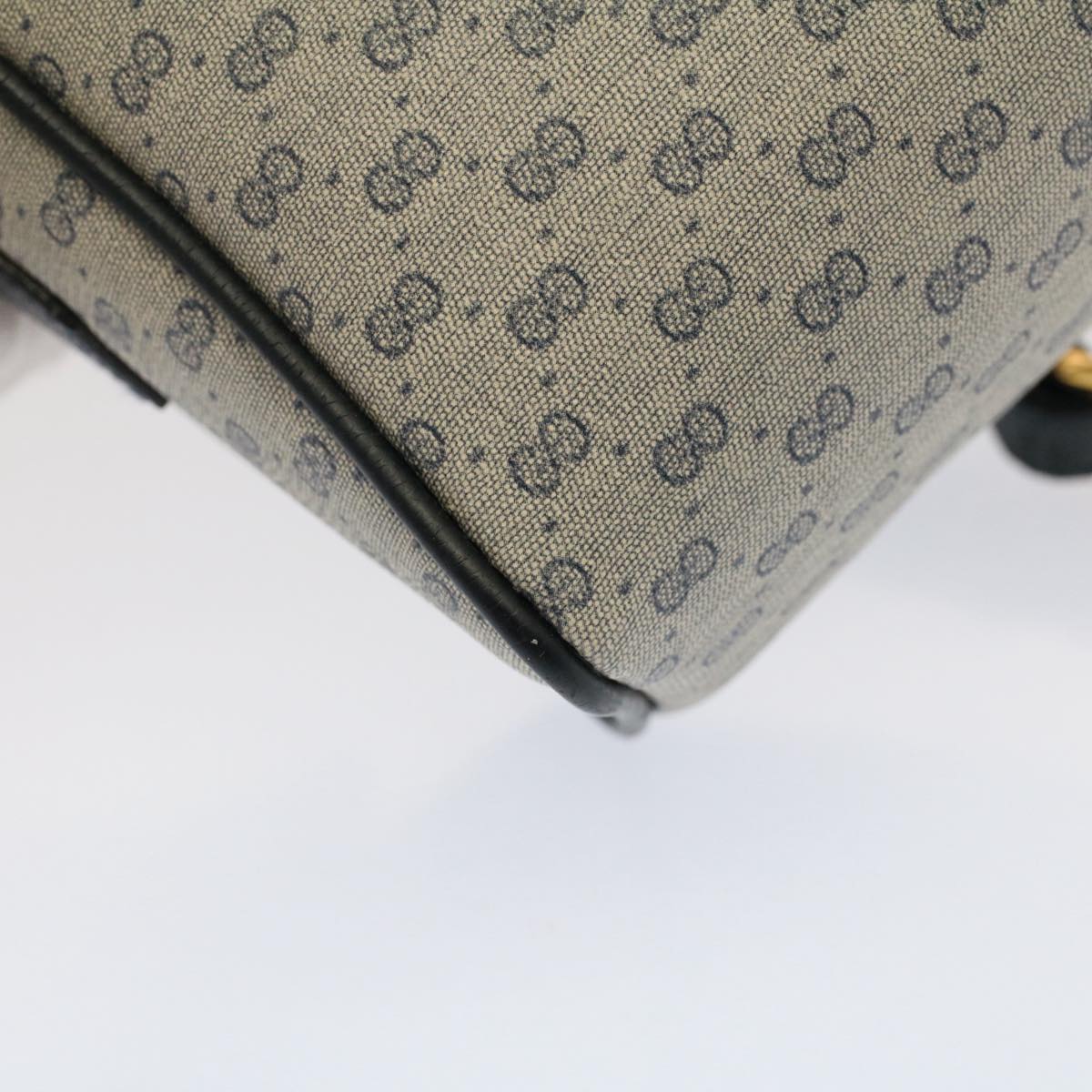 GUCCI Micro GG Canvas Shoulder Bag PVC Leather Navy th3981