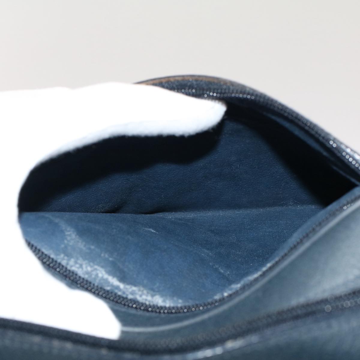 GUCCI Micro GG Canvas Shoulder Bag PVC Leather Navy th3981