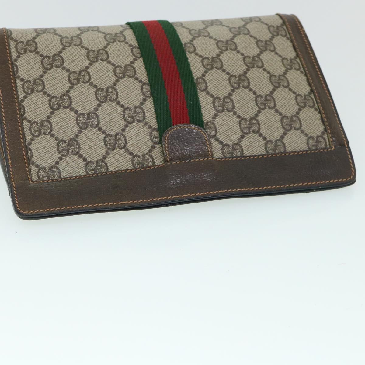 GUCCI GG Canvas Web Sherry Line Clutch Bag Beige Red Green 89 01 001 th3990