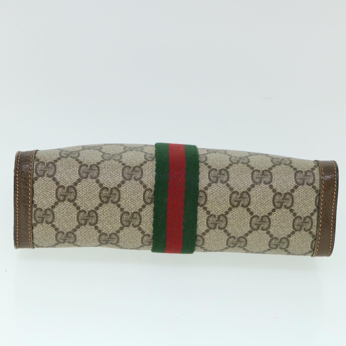 GUCCI GG Canvas Web Sherry Line Clutch Bag Beige Red Green 89 01 001 th3990