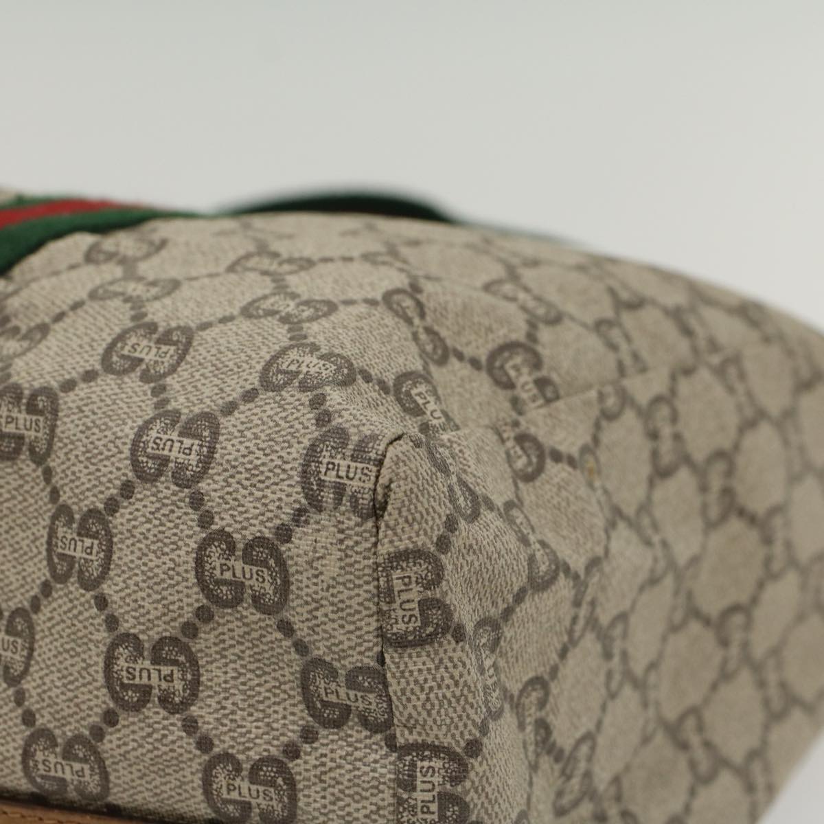GUCCI GG Plus Canvas Web Sherry Line Hand Bag Beige Red Green th3991