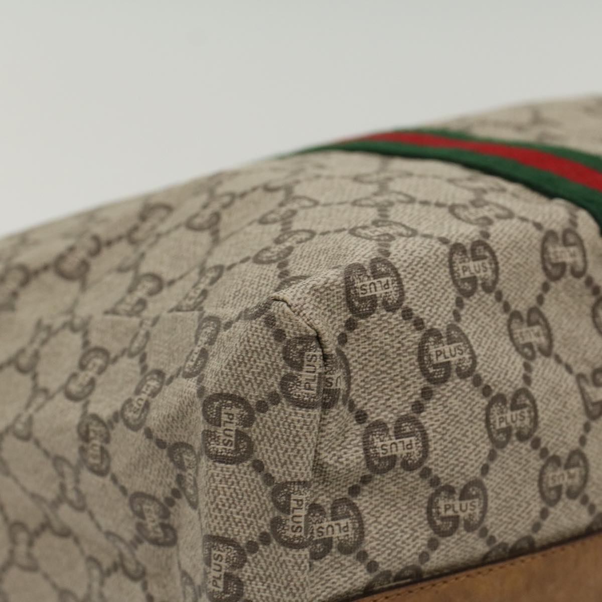 GUCCI GG Plus Canvas Web Sherry Line Hand Bag Beige Red Green th3991