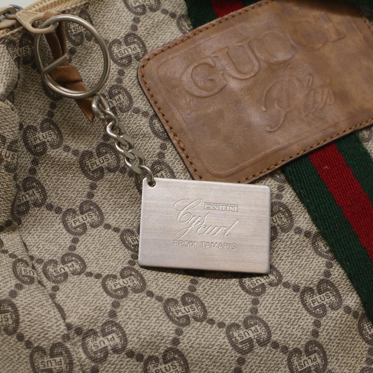 GUCCI GG Plus Canvas Web Sherry Line Hand Bag Beige Red Green th3991