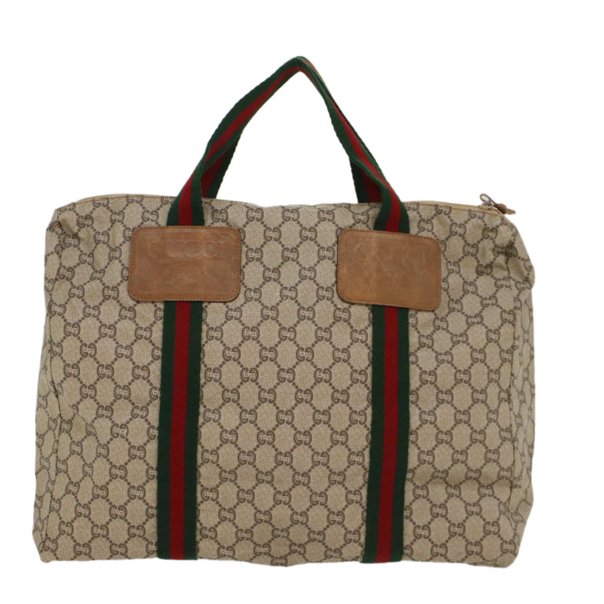 GUCCI GG Plus Canvas Web Sherry Line Hand Bag Beige Red Green th3991