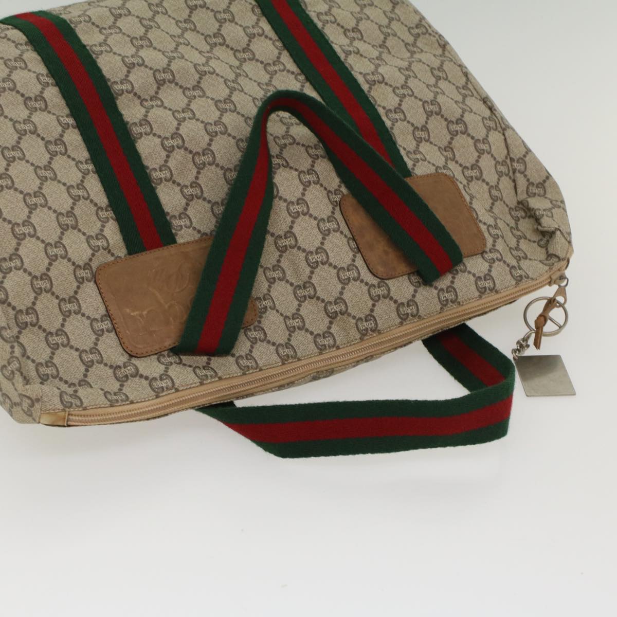 GUCCI GG Plus Canvas Web Sherry Line Hand Bag Beige Red Green th3991
