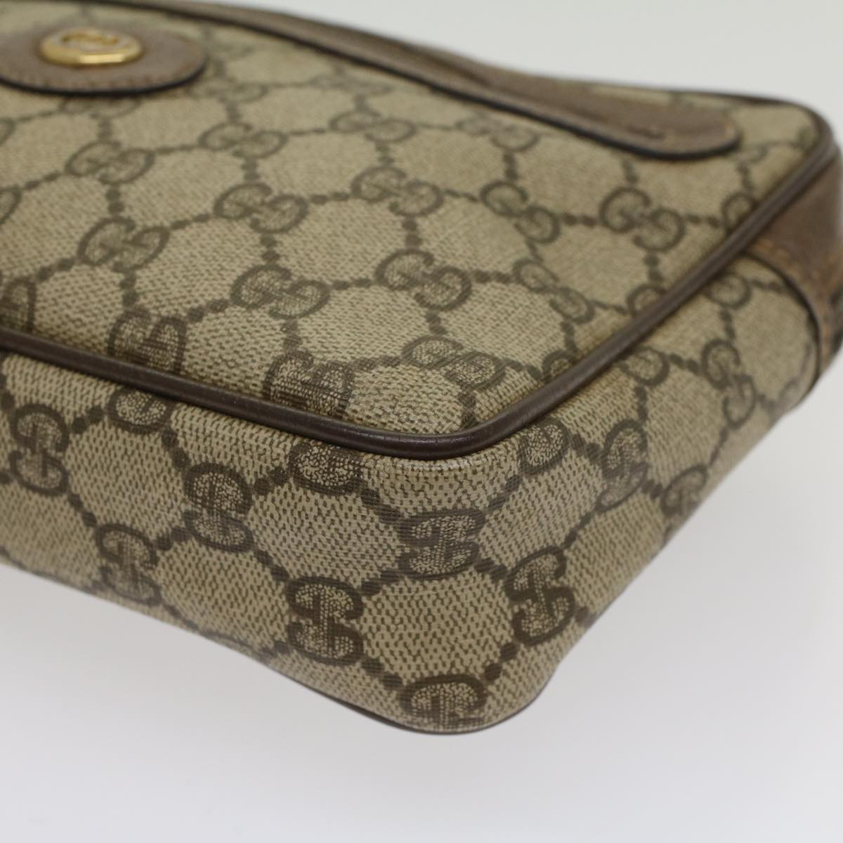 GUCCI GG Canvas Clutch Bag PVC Leather Beige 018 123 6021 th3993