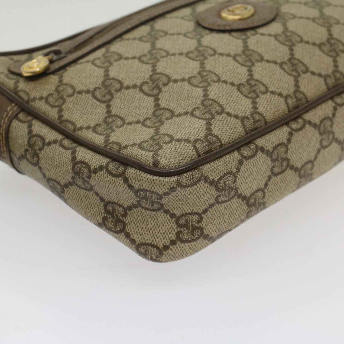 GUCCI GG Canvas Clutch Bag PVC Leather Beige 018 123 6021 th3993