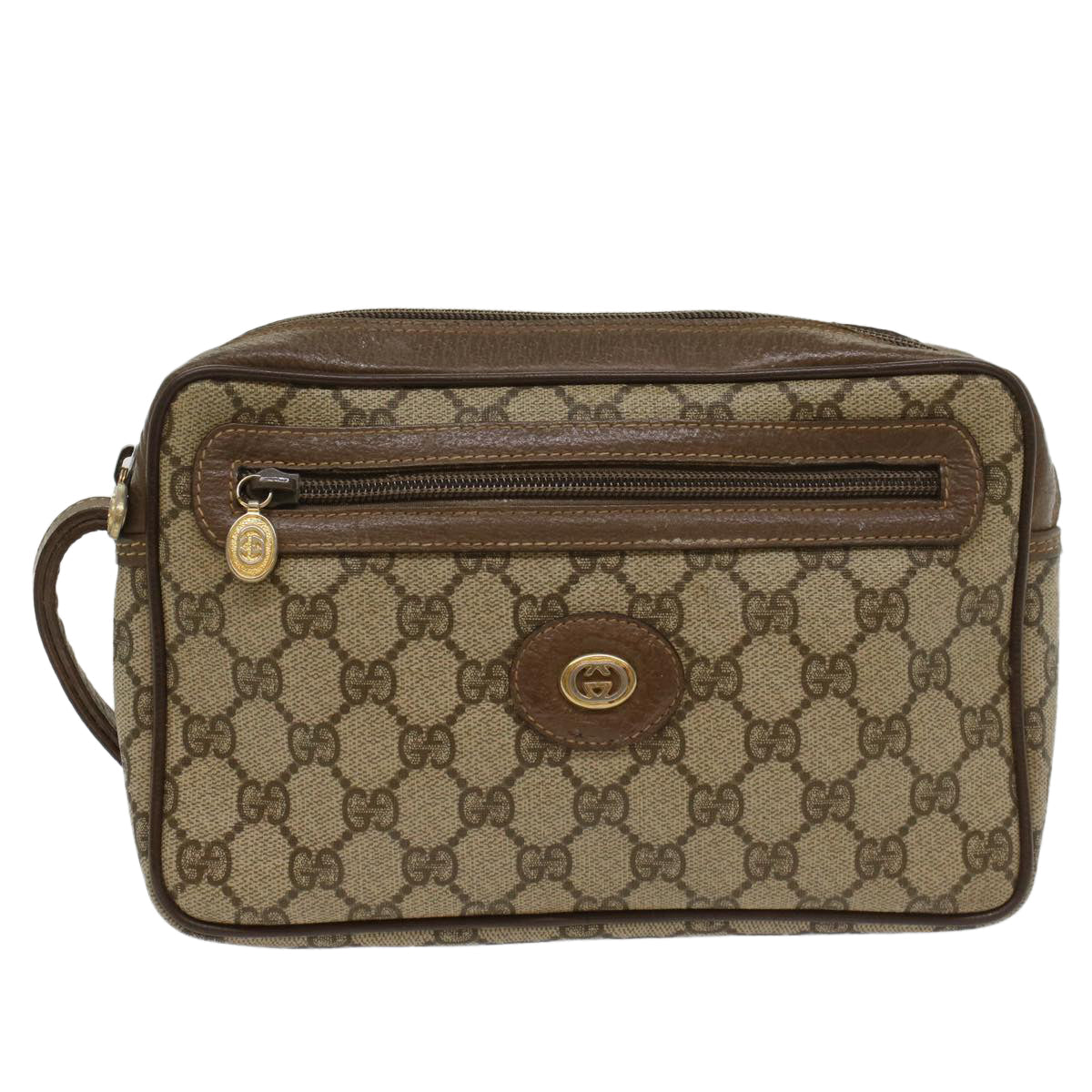 GUCCI GG Canvas Clutch Bag PVC Leather Beige 018 123 6021 th3993