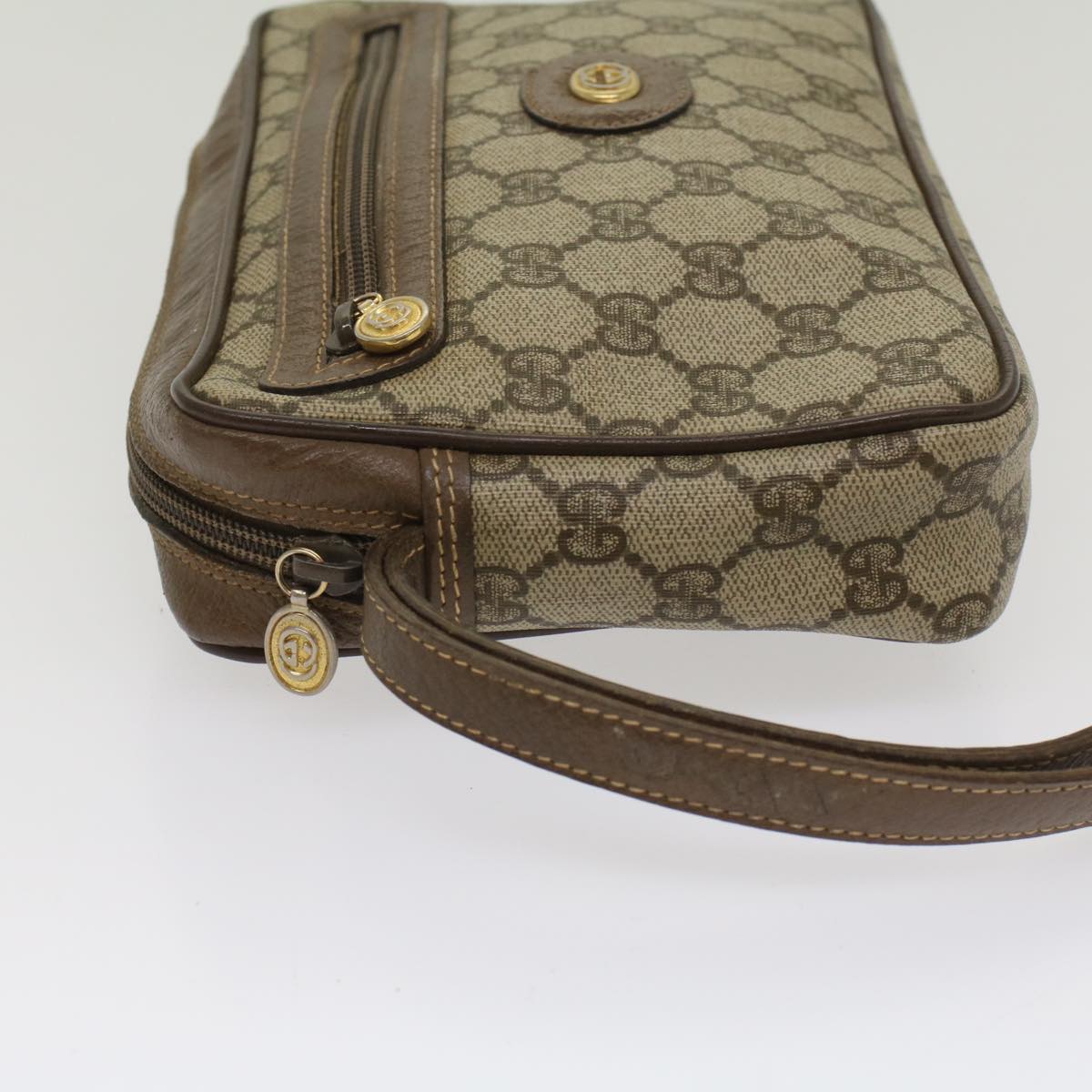 GUCCI GG Canvas Clutch Bag PVC Leather Beige 018 123 6021 th3993