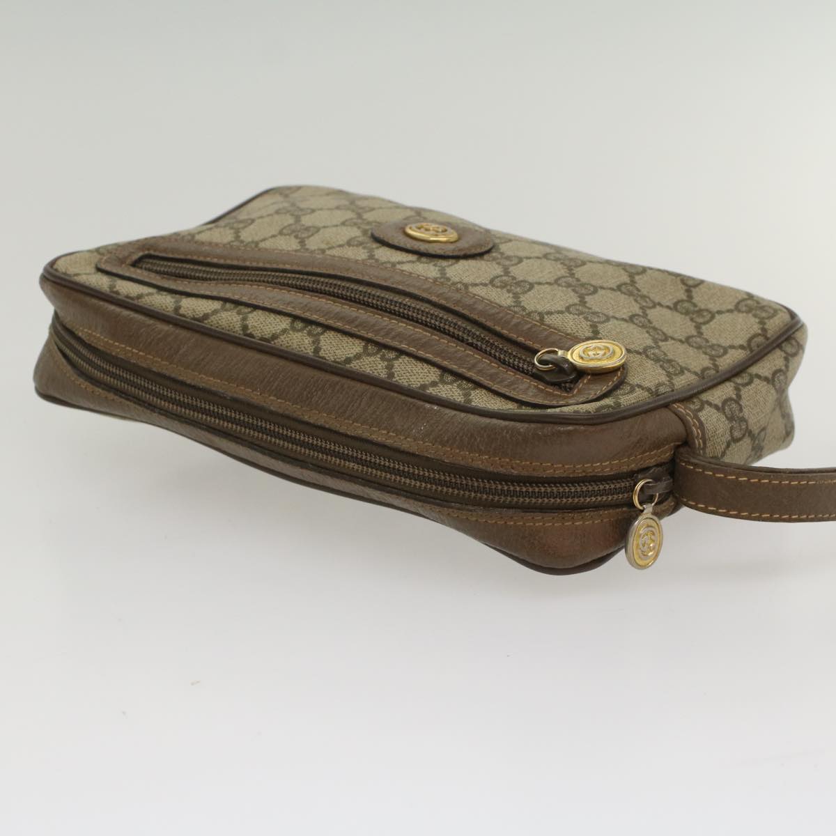 GUCCI GG Canvas Clutch Bag PVC Leather Beige 018 123 6021 th3993