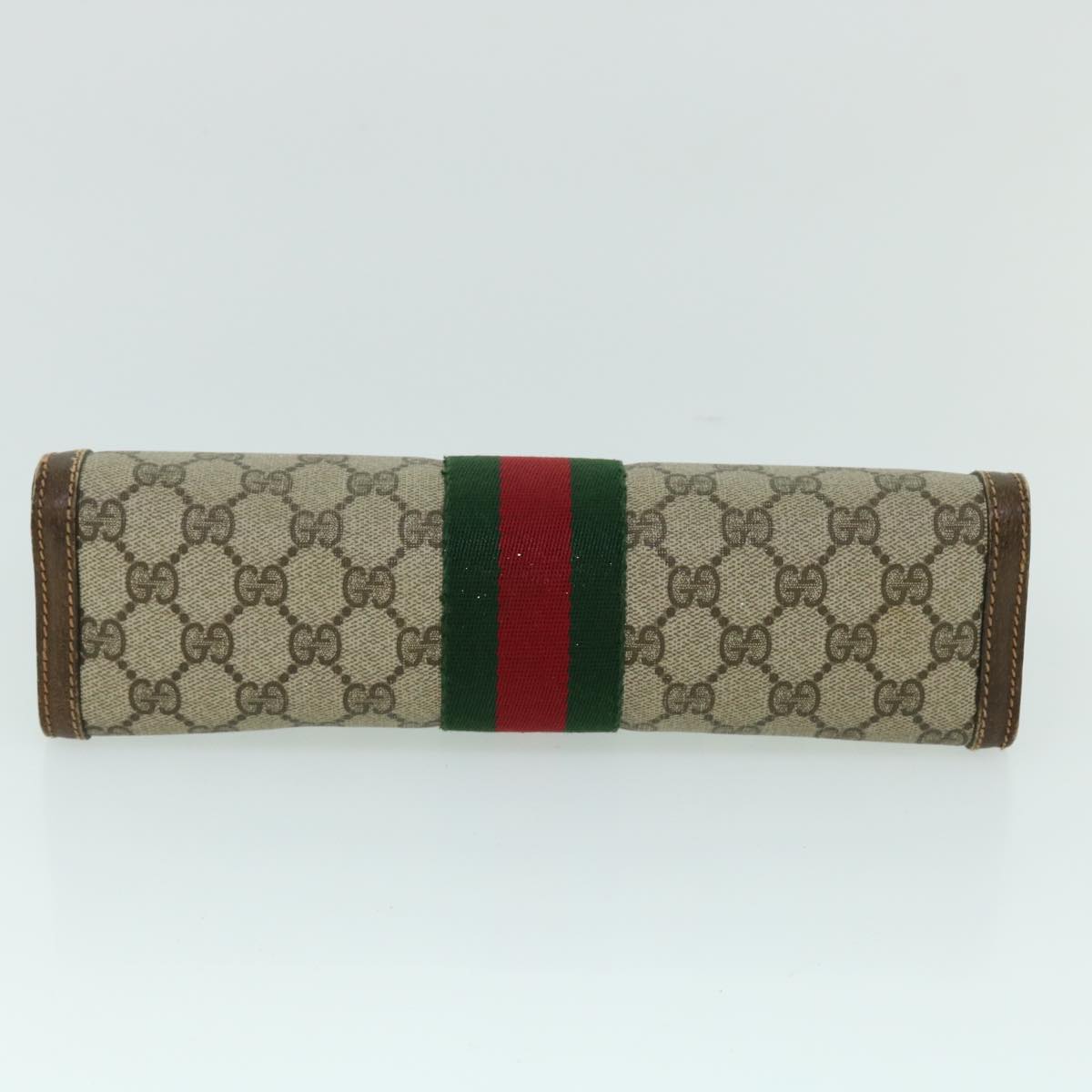 GUCCI GG Canvas Web Sherry Line Clutch Bag PVC Leather Beige Red th4012