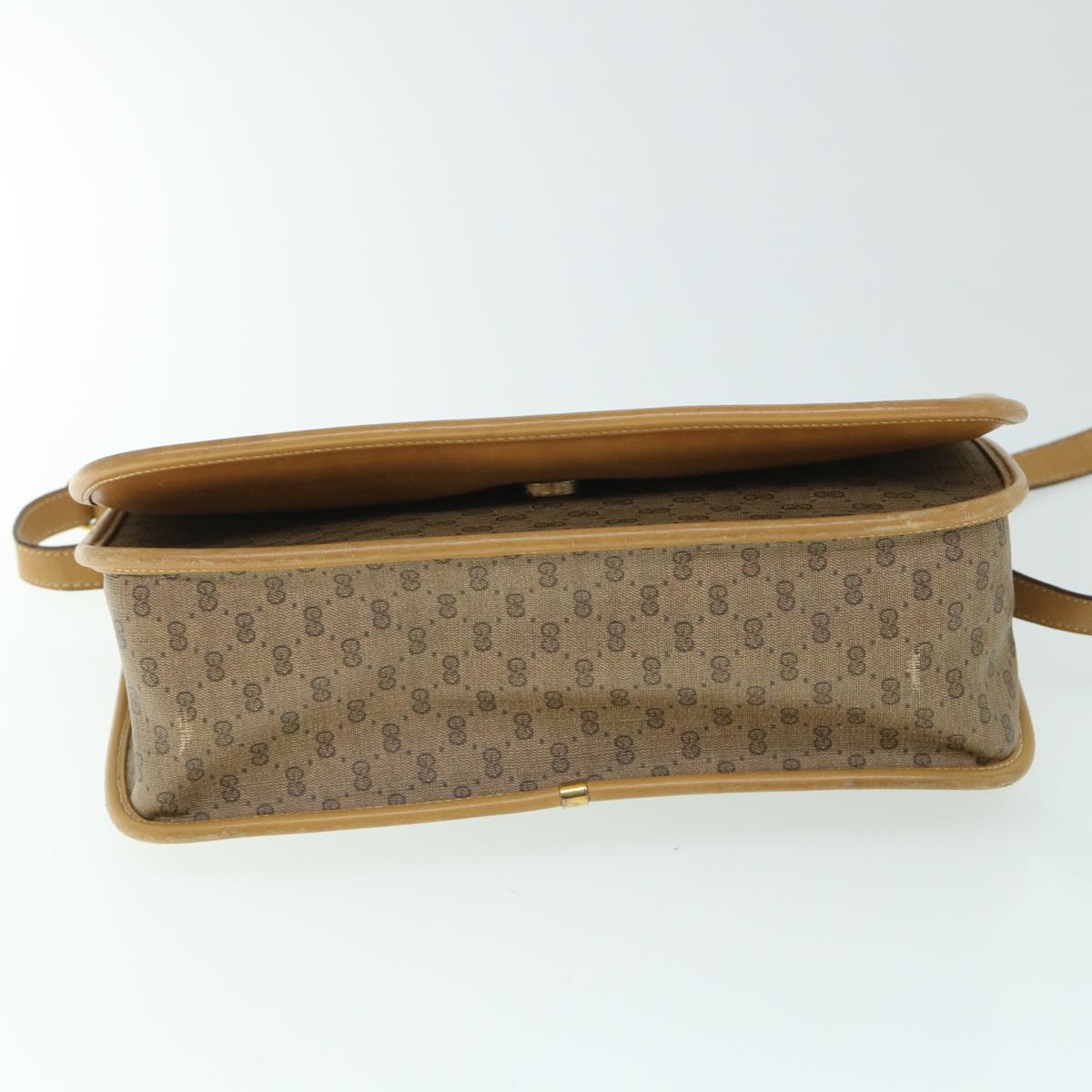 GUCCI Micro GG Canvas Web Sherry Line Shoulder Bag Beige th4016