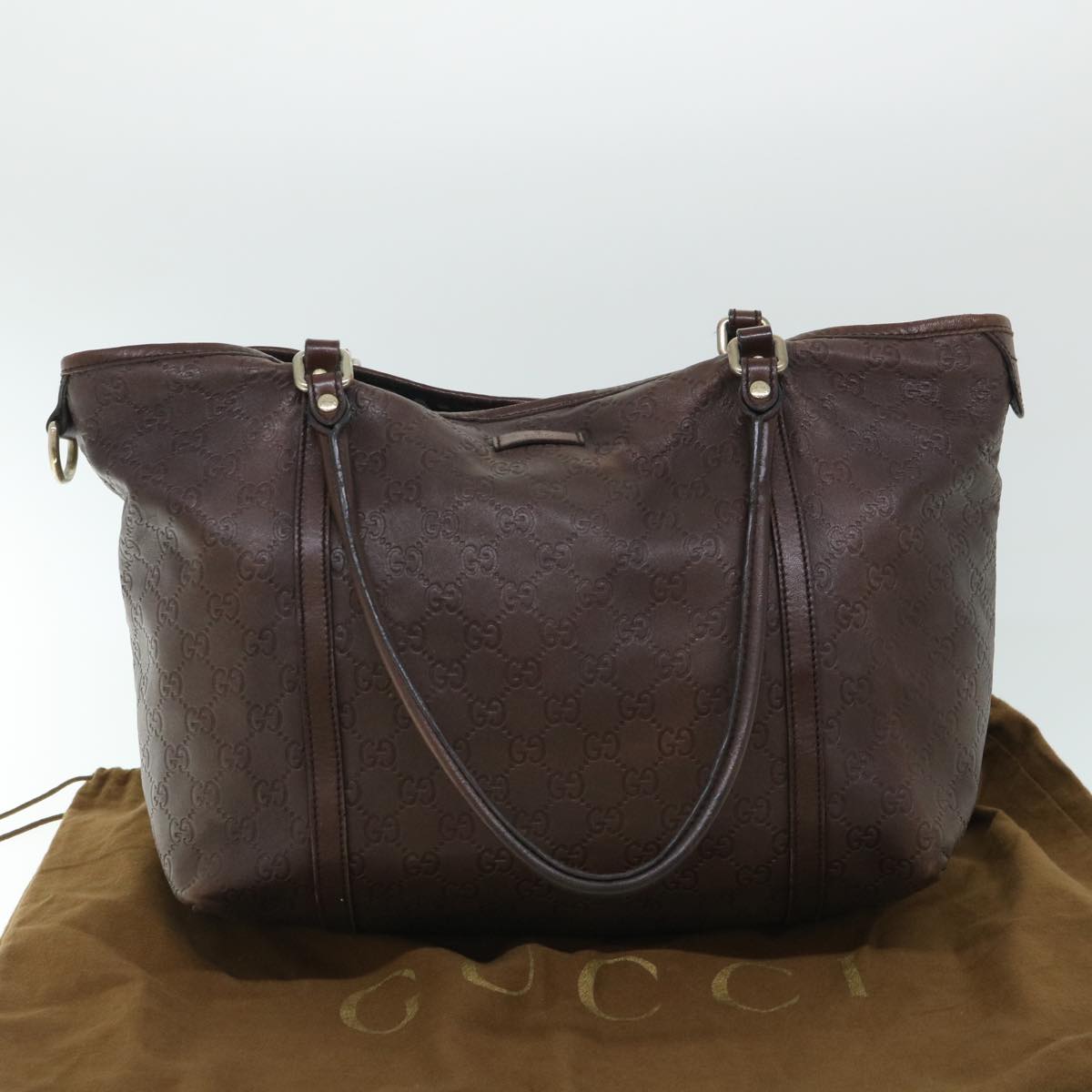 GUCCI GG Canvas Guccissima Shoulder Bag Brown 197953 th4020