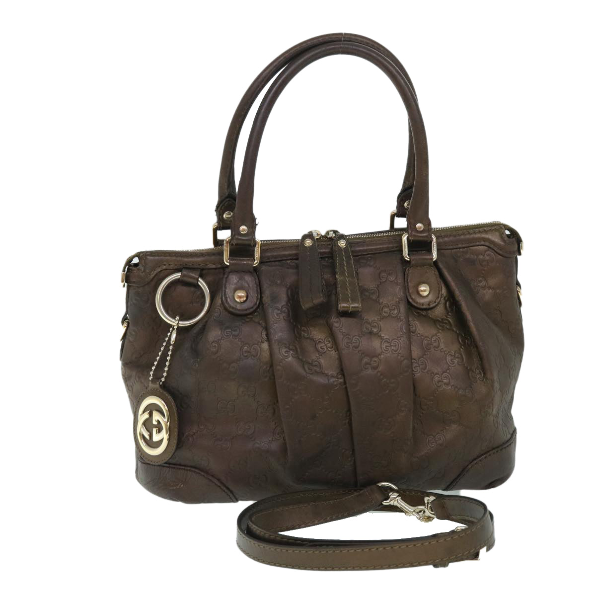 GUCCI GG Canvas Guccissima Hand Bag 2way Brown 247902 th4024