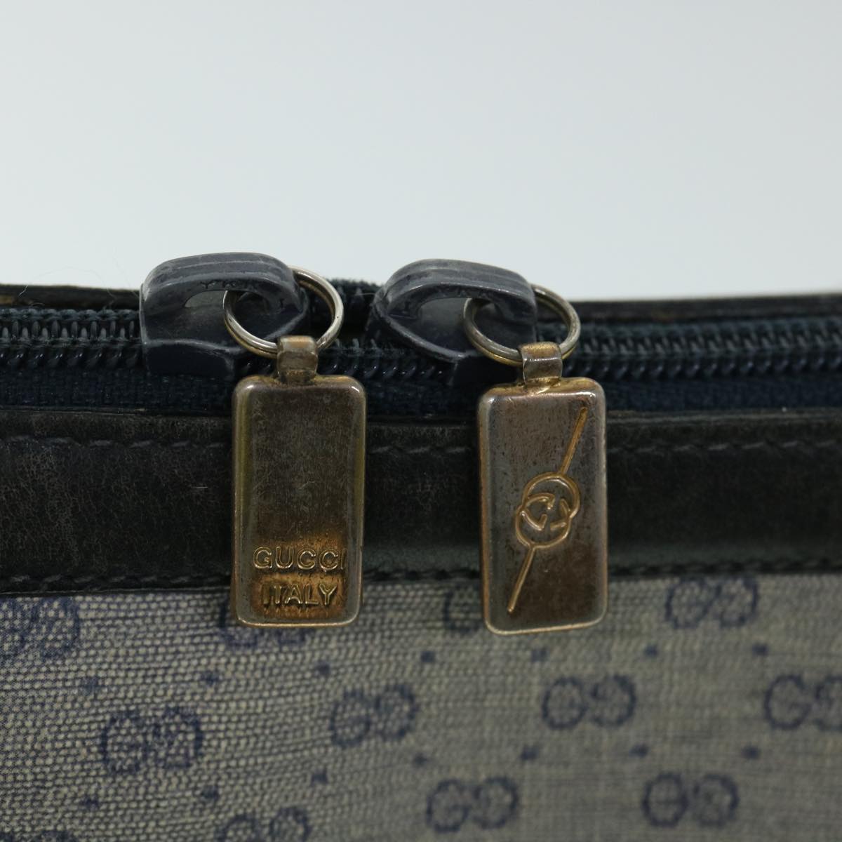 GUCCI Micro GG Canvas Boston Bag PVC Leather Gray Navy 002 58 0033 th4025