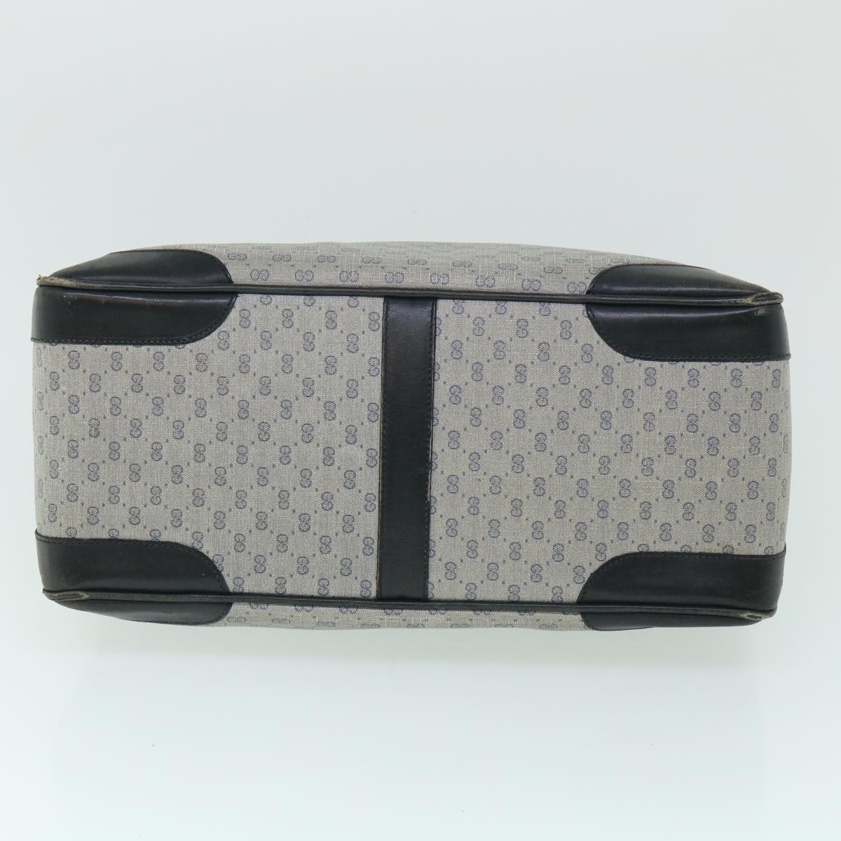 GUCCI Micro GG Canvas Boston Bag PVC Leather Gray Navy 002 58 0033 th4025
