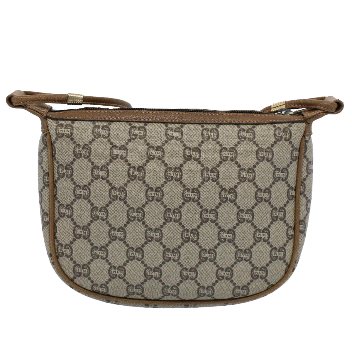GUCCI GG Plus Canvas Shoulder Bag PVC Leather Beige th4028